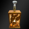 Main Product Image Restored Mid-century Hawaiian Carved Mango Wood Panel Lantern Table Lamps, Pair