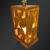 Main Product Image Restored Mid-century Hawaiian Carved Mango Wood Panel Lantern Table Lamps, Pair