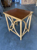 Restored 1950s "Hour Glass" Rattan Side Table With Acacia Koa Wood Top