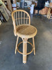 Restored 3-Strand Rattan Bar Stool W/ Stick Reed Rattan Back