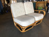 Restored 4-Strand Square Pretzel "S" Arm Rattan Sofa with Two-Tier Table - Set of 2