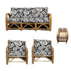 Restored Arch Arm Rattan Lounge Chair & Sofa Living Room Set W/ Ottoman