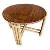Restored Circular Rattan Side Coffee Table With Koa Wood Top