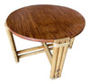 Restored Circular Rattan Side Coffee Table With Koa Wood Top
