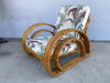 Restored Double Half Moon Rattan Four-Strand Lounge Chair