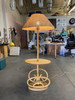 Restored Mid Century Rattan Pole Floor Lamp w/ Drink Stand