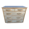 Restored Modernist Rattan Highboy Dresser W/ Rattan Pulls Restored Modernist Rattan Highboy Dresser W/ Rattan Pulls