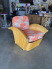 Restored Pair of "Golden Girls" Art Deco Rattan Fan Arm Lounge Chair Pair Restored Pair of "Golden Girls" Art Deco Rattan Fan Arm Lounge Chair Pair