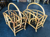 Restored Palm Rattan Magazine Racks With Handles, a Pair
