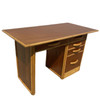 Restored Post-War Hawaiian Koa Wood Desk W/ Rattan Border