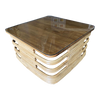 Restored Stacked Slat Rattan Coffee Table With Mahogany & Glass Top Restored Stacked Slat Rattan Coffee Table With Mahogany & Glass Top