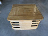 Restored Stacked Slat Rattan Coffee Table With Mahogany & Glass Top Restored Stacked Slat Rattan Coffee Table With Mahogany & Glass Top