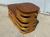Restored Two-Tier Stacked Rattan Side Tables With Mahogany Tops, a Pair