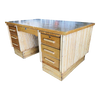 Restored Vertically Stacked Rattan& Mahogany Executive Desk Restored Vertically Stacked Rattan& Mahogany Executive Desk