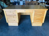 Restored Vertically Stacked Rattan& Mahogany Executive Desk Restored Vertically Stacked Rattan& Mahogany Executive Desk