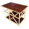 Restored Vintage Mahogany and Rattan Three-Tier Side Table Restored Vintage Mahogany and Rattan Three-Tier Side Table