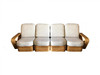 Restored Vintage Paul Frankl Style Five-Strand Square Pretzel Four-Seat Sectional Sofa