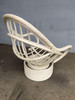 Restored White Rattan Bucket Lounge Chair With Swivel Base