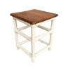 Restored White Rattan Cocktail Side Table W/ Mahogany Top Restored White Rattan Cocktail Side Table W/ Mahogany Top