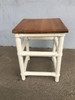 Restored White Rattan Cocktail Side Table W/ Mahogany Top Restored White Rattan Cocktail Side Table W/ Mahogany Top