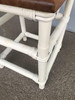 Restored White Rattan Cocktail Side Table W/ Mahogany Top Restored White Rattan Cocktail Side Table W/ Mahogany Top