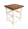 Restored White Rattan Cocktail Side Table W/ Mahogany Top Restored White Rattan Cocktail Side Table W/ Mahogany Top