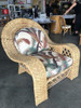 Restored Woven Wicker "Peacock" Throne Lounge Chair W/ Matching Ottoman Restored Woven Wicker "Peacock" Throne Lounge Chair W/ Matching Ottoman