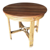 Restored X Pattern Round Rattan End Table With Mahogany Top