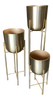 Set of 3 Modernist Brass Spun Brass Planters With Stand - Set of 3