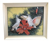 Vintage Restored Post-War Hawaiian Bird and Botanical Airbrush Painting, Framed