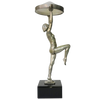 Vintage Silver Finished Nude Art Deco Style Biba Statue on Marble Base