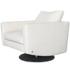 Modernist White Swivel Lounge Chair With Brush Steel Base