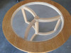 Round Scandinavian Spindle Coffee Table in Oak With Glass Top