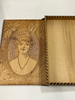 1920s Art Nouveau Pyrography Carving Gibson Girl With Poinsettia Flowers Box