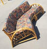 Restored 3 Strand Rattan Spoke Half Moon Arm Sectional Sofa Restored 3 Strand Rattan Spoke Half Moon Arm Sectional Sofa