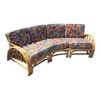Restored 3 Strand Rattan Spoke Half Moon Arm Sectional Sofa Restored 3 Strand Rattan Spoke Half Moon Arm Sectional Sofa