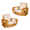 Restored 1930s Six Strand Square Pretzel Stacked Rattan Lounge Chair, Pair Restored 1930s Six Strand Square Pretzel Stacked Rattan Lounge Chair, Pair