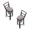 Restored Black Rattan Bar Stools Pair in the Style of John Wisner