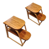 1950s Restored 2-Tier Rattan & Mahogany Side Lamp Table, Pair 1950s Restored 2-Tier Rattan & Mahogany Side Lamp Table, Pair