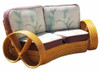 Restored Rattan Six Strand Full Pretzel Curved Settee, in the Style of Paul Frankl Restored Rattan Six Strand Full Pretzel Curved Settee, in the Style of Paul Frankl