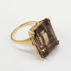 Vintage 14K Yellow Gold Emerald-Cut Smoky Quartz Cocktail Ring Size 5