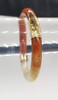 Vintage Polished Agate Gold Hinge Mounted Bangle Bracelet.