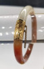 Vintage Polished Agate Gold Hinge Mounted Bangle Bracelet.
