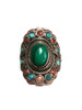 Silver and Malachite Gemstone Ring Size 9.5