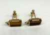 Mens Vintage Tigers Eye Gold Whaleback Cufflinks Signed "S"