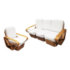 Restored Rattan Five Strand Square Pretzel Sofa and Lounge Chair Set Restored Rattan Five Strand Square Pretzel Sofa and Lounge Chair Set