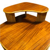 Restored Rattan 1940s Double Level Corner Table with Quatered Koa Wood Top