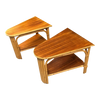 1950s Restored Rattan and Mahogany Wedge Table - a Pair 1950s Restored Rattan and Mahogany Wedge Table - a Pair
