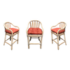 Set of 3 Restored Rattan Whitewash Counter Stools