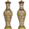 Arts & Craft Chinese Bronze Cloisonné Enamel Vase Lamp by Mimi London, Pair Arts & Craft Chinese Bronze Cloisonné Enamel Vase Lamp by Mimi London, Pair